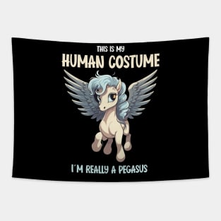 Cute Pegasus Halloween Tee | This is My Human Costume T-Shirt | Funny Animal Lovers Season Outfit | Fantasy Gift Idea Tapestry