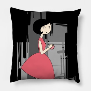 girl in red dress Pillow