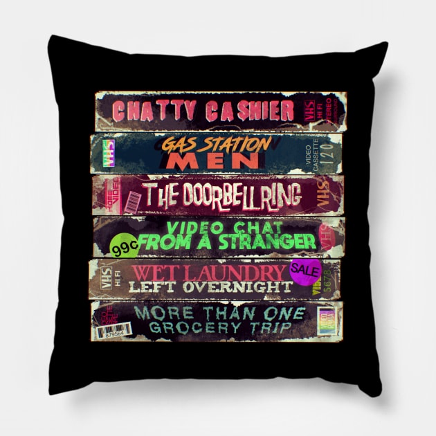 Adulthood Horror VHS Pillow by LVBart