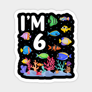 4th Birthday Party Tropical Fish I'm Four Years Old age Bday Magnet