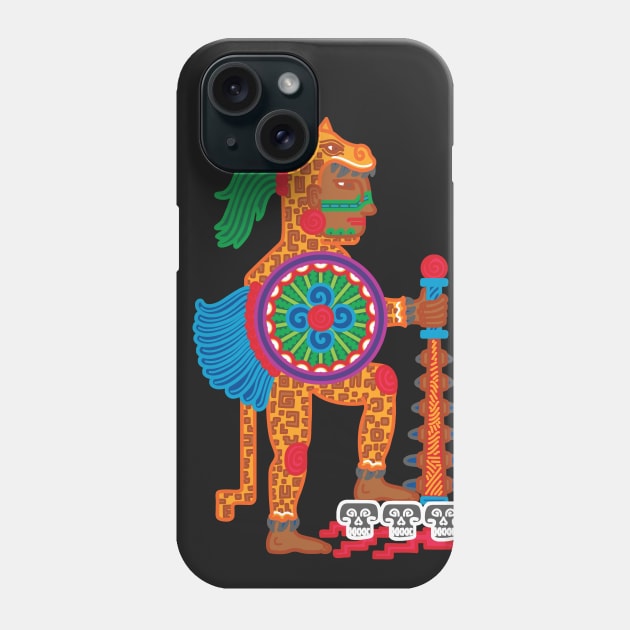 AZTEC MEXICO CODEX JAGUAR WARRIOR WITH SHIELD AND MACAHUITL - full colour Phone Case by Xotico Design