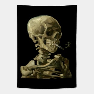 Skull of a Skeleton with Burning Cigarette Tapestry