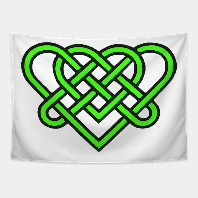 Celtic Eternal Love Knot Romantic Heart Green Design Tapestry by taiche