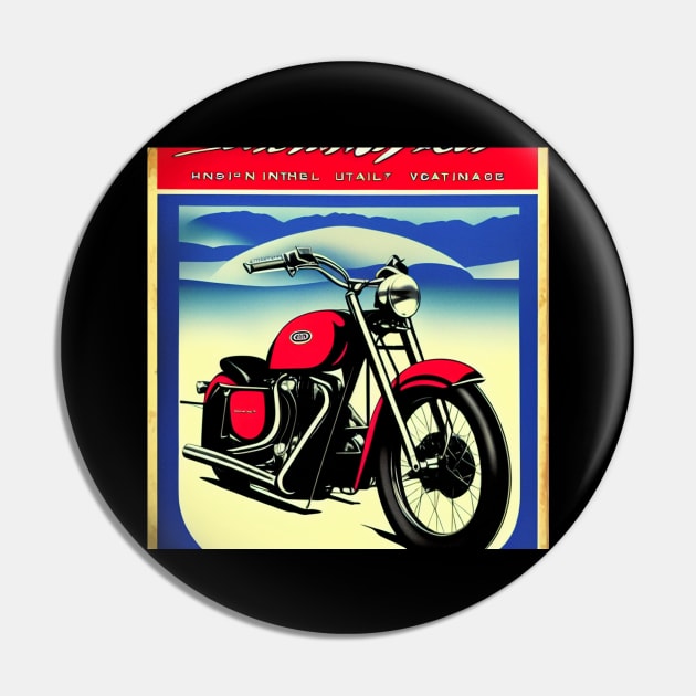 80s Vintage Red Motorcycle Poster Pin by BAYFAIRE