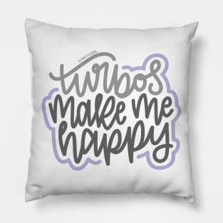 Turbos Make Me Happy - Gray/Purple Pillow