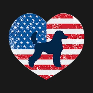 American Flag Heart Love Poodles Usa Patriotic 4Th Of July T-Shirt