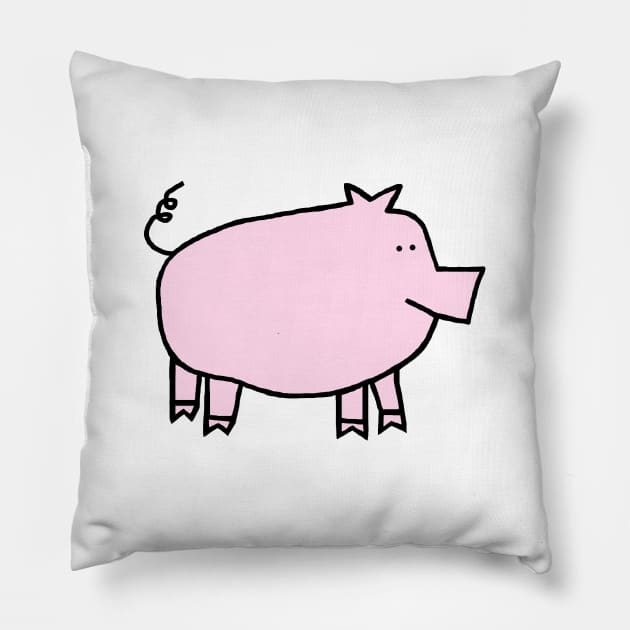 Cute Pink Pig Pillow by ellenhenryart