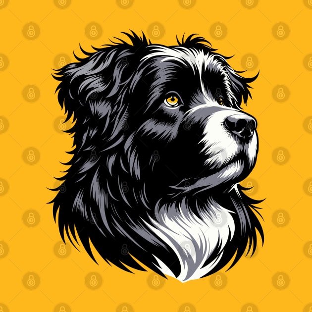 Stunning and Cool Bouvier des Flandres Monochrome and Gold Portrait for Father's Day by ArtRUs