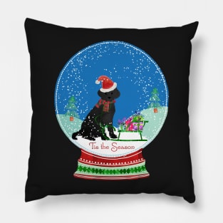 Cute Black Lab Christmas Snow Globe Pillow