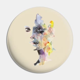 Watercolor painting Portrait Pin