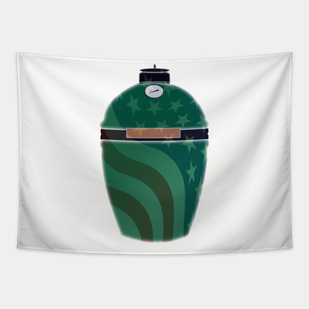 Big Green Egg - Green American Flag Overlay Tapestry by Mackabee Designs