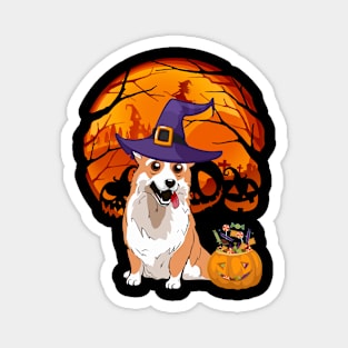 Corgi pumpkin witch Magnet