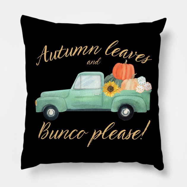 Fall Bunco Autumn Leaves and Bunco Please Pillow by MalibuSun