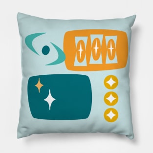 Atomic Age MCM Pattern in Aqua, Orange, Teal Pillow