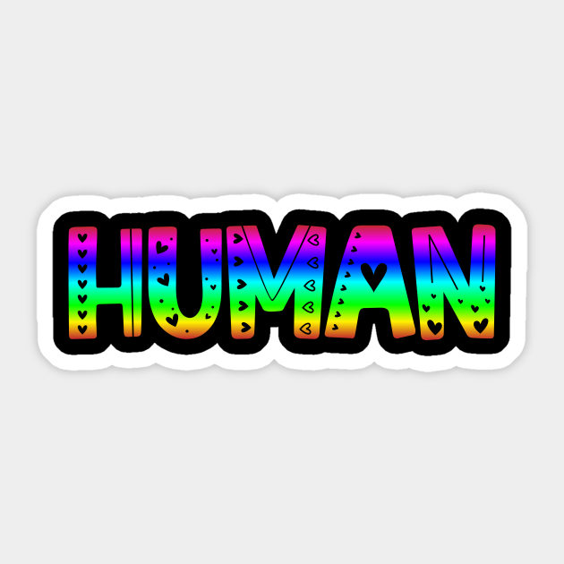 Colorful HUMAN Typography Illustration Design lgbt - Human Rights - Sticker