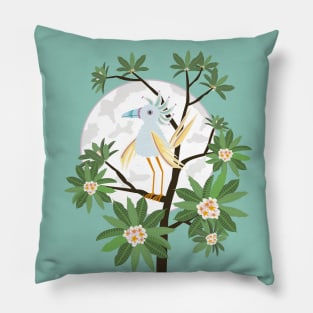 Exotic Bird Moon & Plumeria Tree Pillow