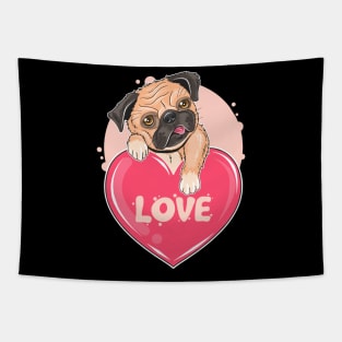 Pug dog valentine puppy Tapestry