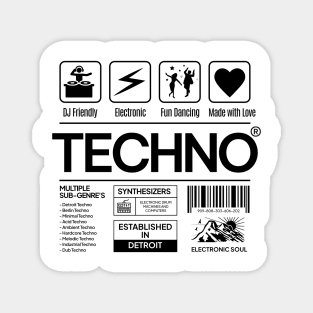 TECHNO  - Product Label (Black) Magnet