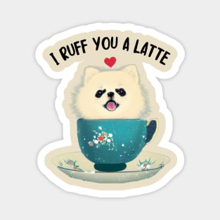 I Love Cutest Teacup Pomeranian Dog A Lot Cream White Pomeranian Puppy Magnet