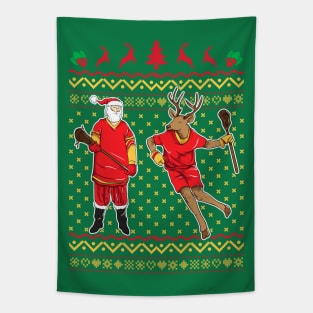 Lacrosse LaX Santa Reindeer Ugly Christmas Tapestry