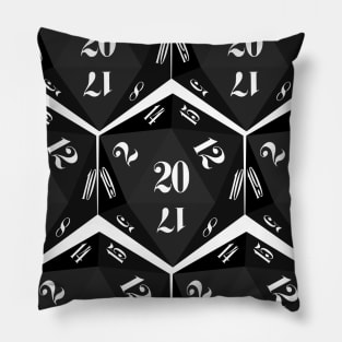 Black 20-Sided Dice Design Pillow