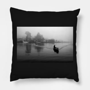 Crossing the misty lake Pillow
