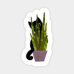 KITTEN WITH PLANT Cute Black Cat Magnet