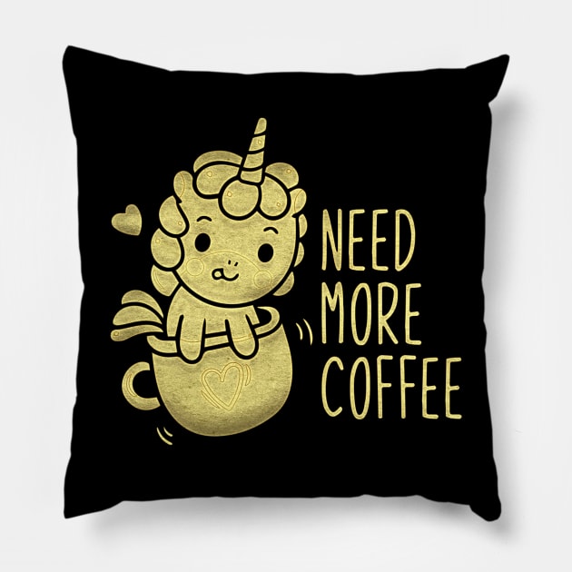 Golden Unicorn Coffee Pillow by Imutobi