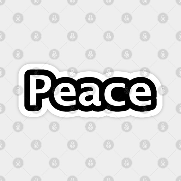 Peace Minimal Typography in White Magnet by ellenhenryart