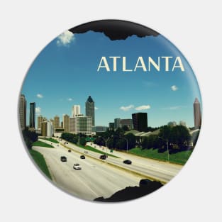 Cool photography of Atlanta Georgia skyline blue sky USA city break Pin