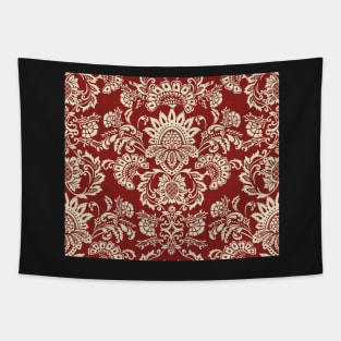 Damask Vintage Red and White Tapestry