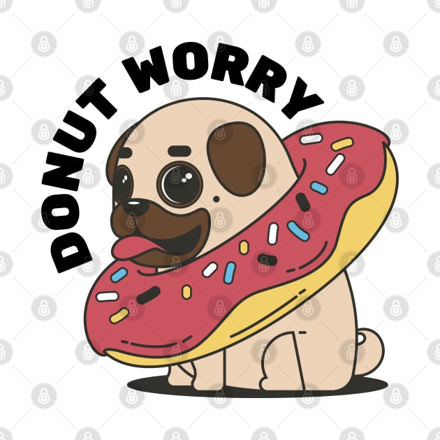 Donut Worry Pug Dog with Sprinkled Donut by stefaniebelinda