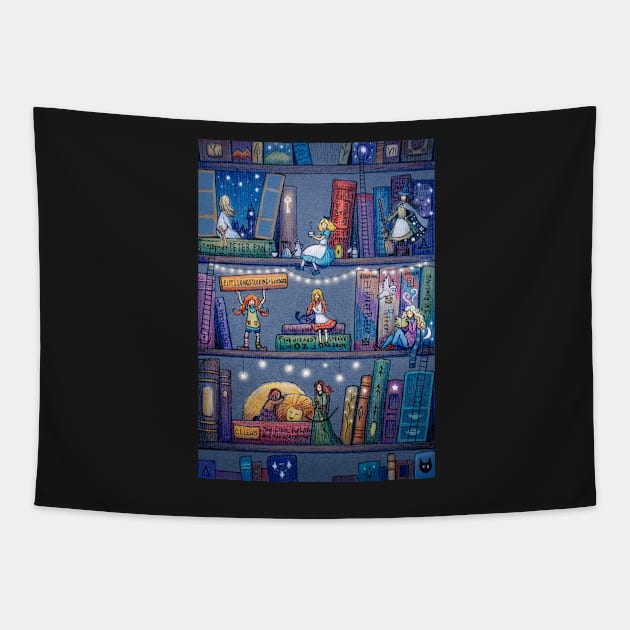 Book Girls Tapestry by illustore