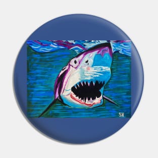 Surfside Shark Watercolor Pin