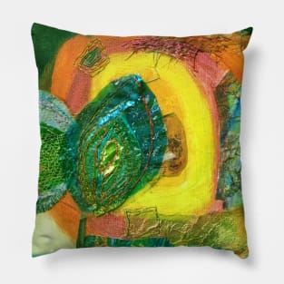 colourful abstract in yellow, green and orange Pillow