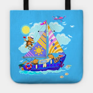 Funny monkeys sailing Tote