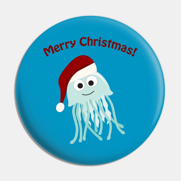 Merry Christmas Santa Jellyfish Pin by Hedgie Designs