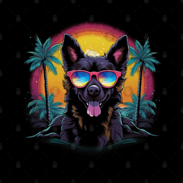 Retro Wave Cattledog Dog Shirt by Miami Neon Designs