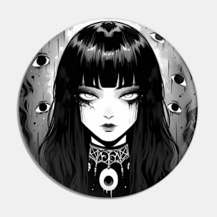 Black and White Gothic Witchy Girl Pin