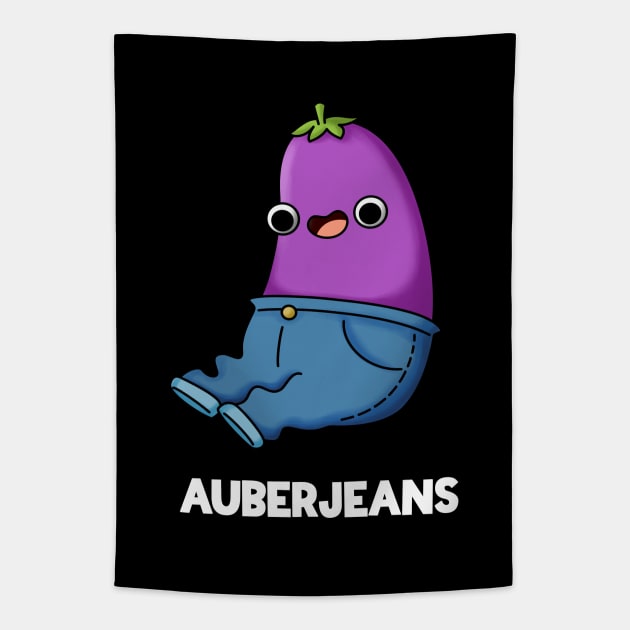 Auberjeans Funny Aubergine Pun Tapestry by punnybone