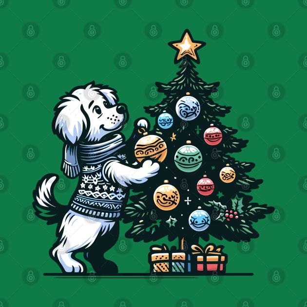 Dog Decorating Christmas Tree by Graceful Designs