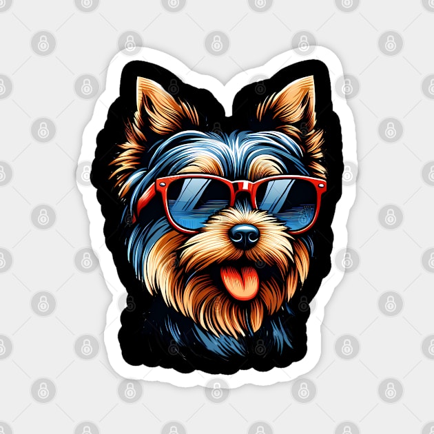 Funny Yorkshire Terrier with Sunglasses Magnet by CreativeSparkzz