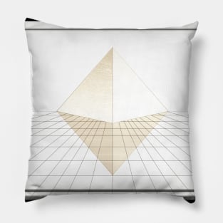 White and Gold Pyramid Grid Pillow