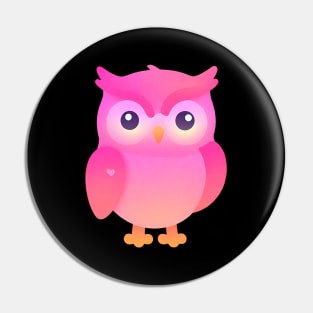 Cute Pink Owl with a Heart Tatoo Pin