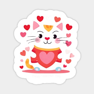 Heartfelt Whiskers: A Valentine's Day Feline Fantasy Magnet