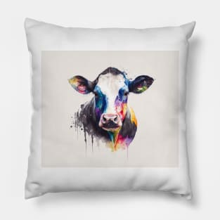 Cow Watercolour Painting Pillow