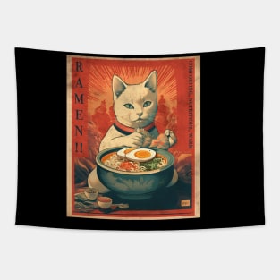 Propaganda for ramen, ramen cat, foodie gift, ramen lover, cat lover Tapestry