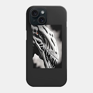 SACRY BLACK AND WHITE RED EYED DINOSAUR Phone Case