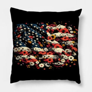 Floral American Flag Pillow