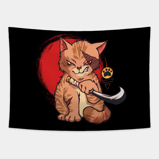 Yakuza Cat Tapestry by KencingStudio